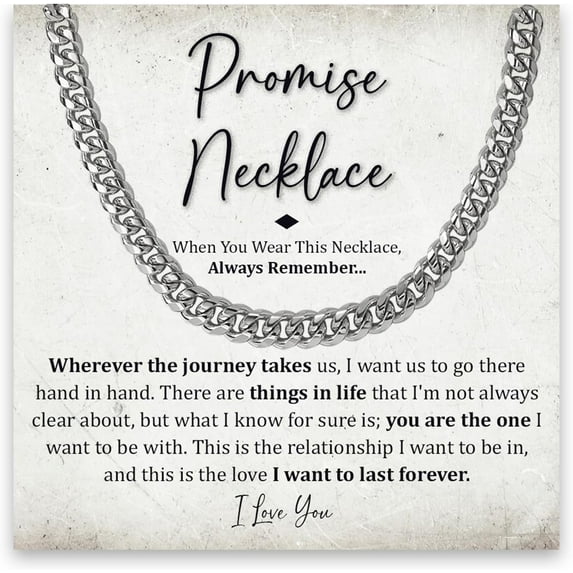 Promise Necklace For Him, Promise Necklace Gift For Boyfriend, Birthday Valentines Jewelry Gifts For Man, Husband Necklace From Wife, Cuban Chain Necklace, Anniversary Necklace For Boyfriend