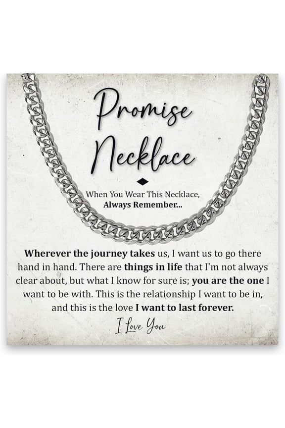 Promise Necklace For Him, Promise Necklace Gift For Boyfriend, Birthday Valentines Jewelry Gifts For Man, Husband Necklace From Wife, Cuban Chain Necklace, Anniversary Necklace For Boyfriend