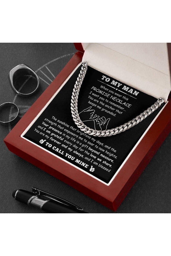 Promise Necklace for Man, Gift for Him Necklace, Gift From Wife Gift For Husband, Valentine Gift for Him, Gift for Him Cuban Chain Necklace, Anniversary Gift
