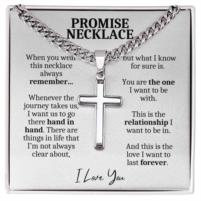 Promise Necklace for Boyfriend/Husband, Promise Jewelry for Him, Gifts for Boyfriend, Valentines Day, 1 Year Anniversary Gifts