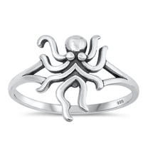 Promise Octopus Ring 925 High Polished Beach Sterling Silver Band Jewelry Female Male Unisex Size 5