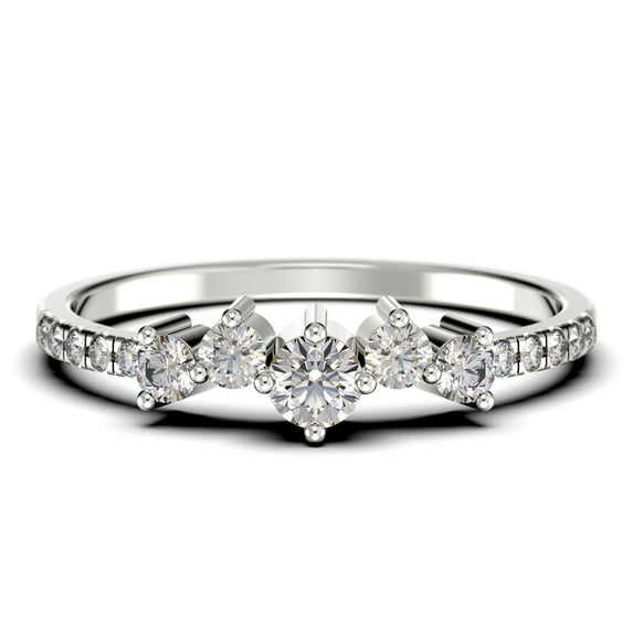 Promise Ring 0.60 Carat Round Cut Diamond Moissanite Engagement Ring Wedding Band Ring in 925 Sterling Silver With 18k White Gold Plating, Gift For Her, Dainty Ring, Fairy Ring, Anniversary Ring