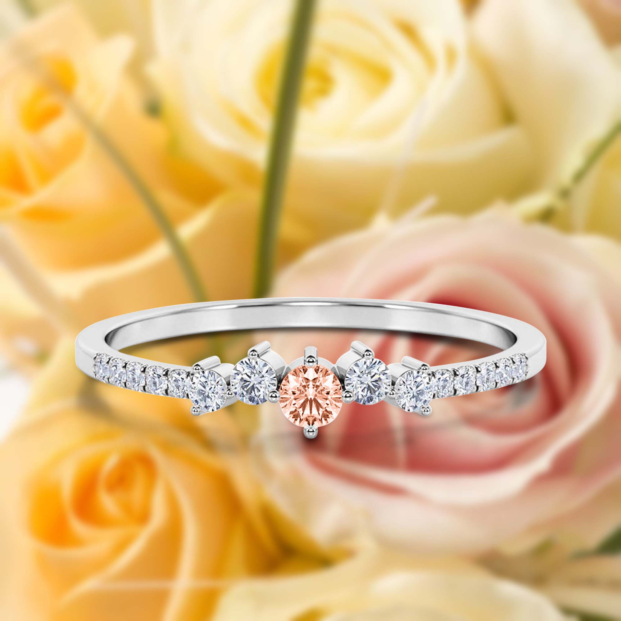 Simple 2 Heart diamond Promise Ring In 14K White Gold | Fascinating Diamonds