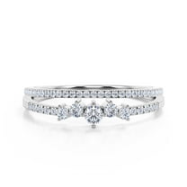 Promise Ring 1.10 Carat Round Cut Diamond Moissanite Engagement Ring Wedding Band Ring in 925 Sterling Silver With 18k White Gold Plating, Gift For Her, Dainty Ring, Bridal Set, Matching Band