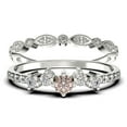 thumbnail image 1 of Promise Ring 1.10 Carat Round Cut Morganite And Diamond Moissanite Engagement Ring Wedding Band Ring in 925 Sterling Silver With 18k White Gold Plating, Dainty Ring, Bridal Set, Matching Band, 1 of 3