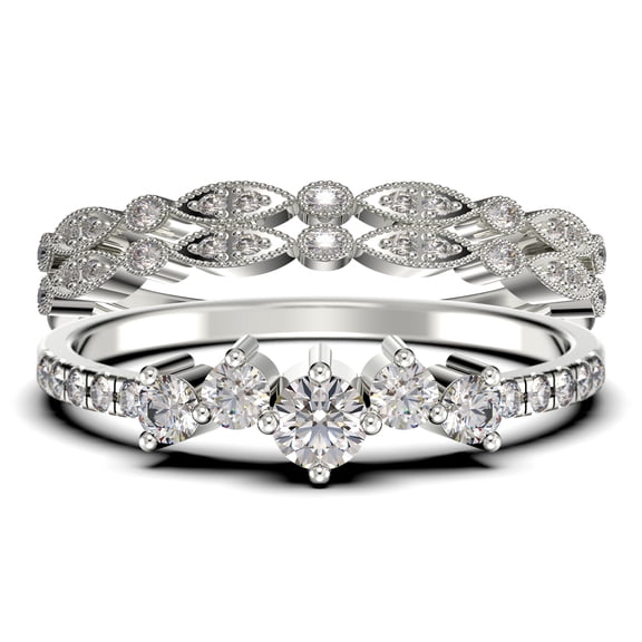 Promise Ring 1.60 Carat Round Cut Diamond Moissanite Engagement Ring Wedding Band Ring in 925 Sterling Silver With 18k White Gold Plating, Dainty Ring, Trio Set, Matching Band