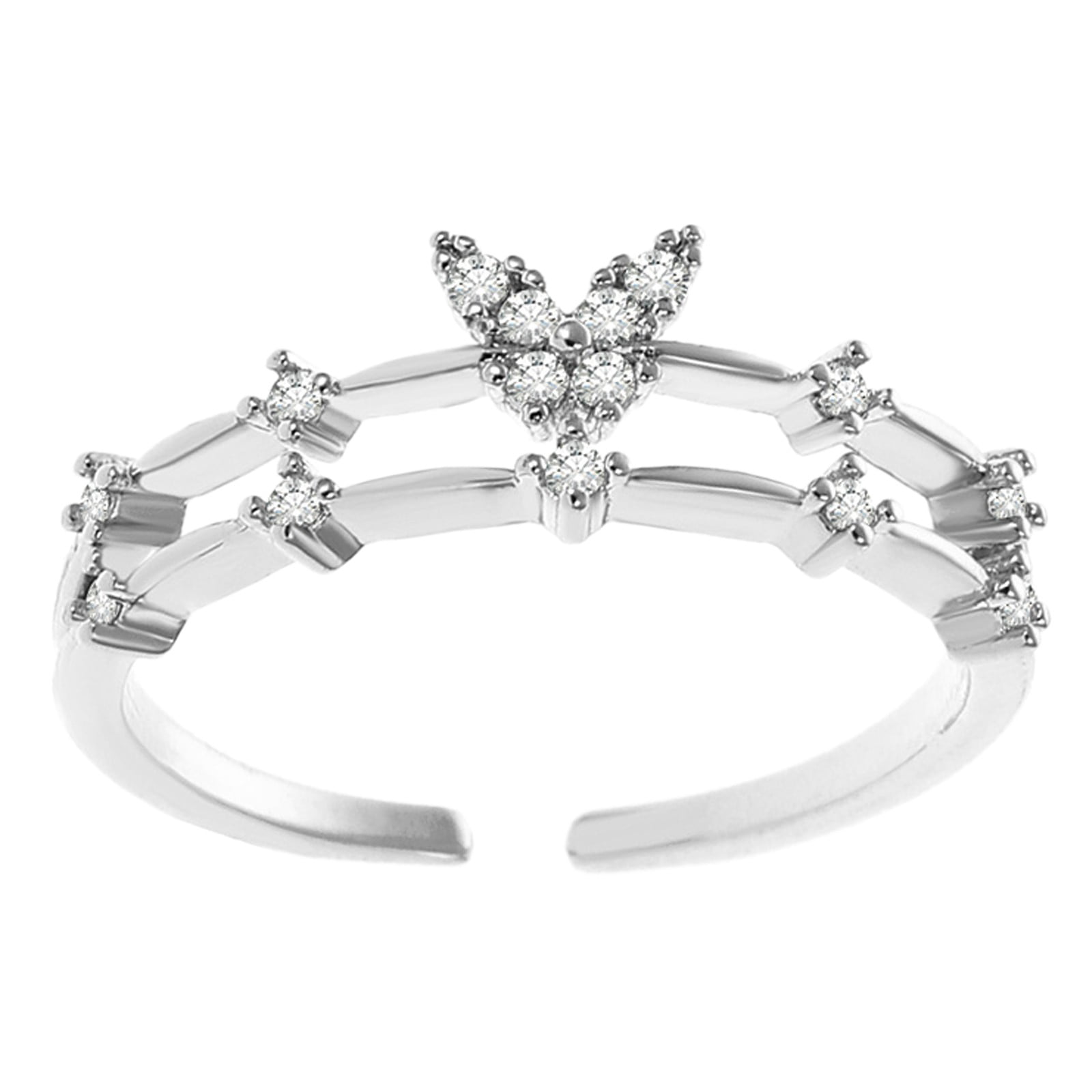Diamond Promise Ring in Sterling Silver (1/10 cttw) (I-Color, SI3-I1  Clarity) (Size-8) - Walmart.com