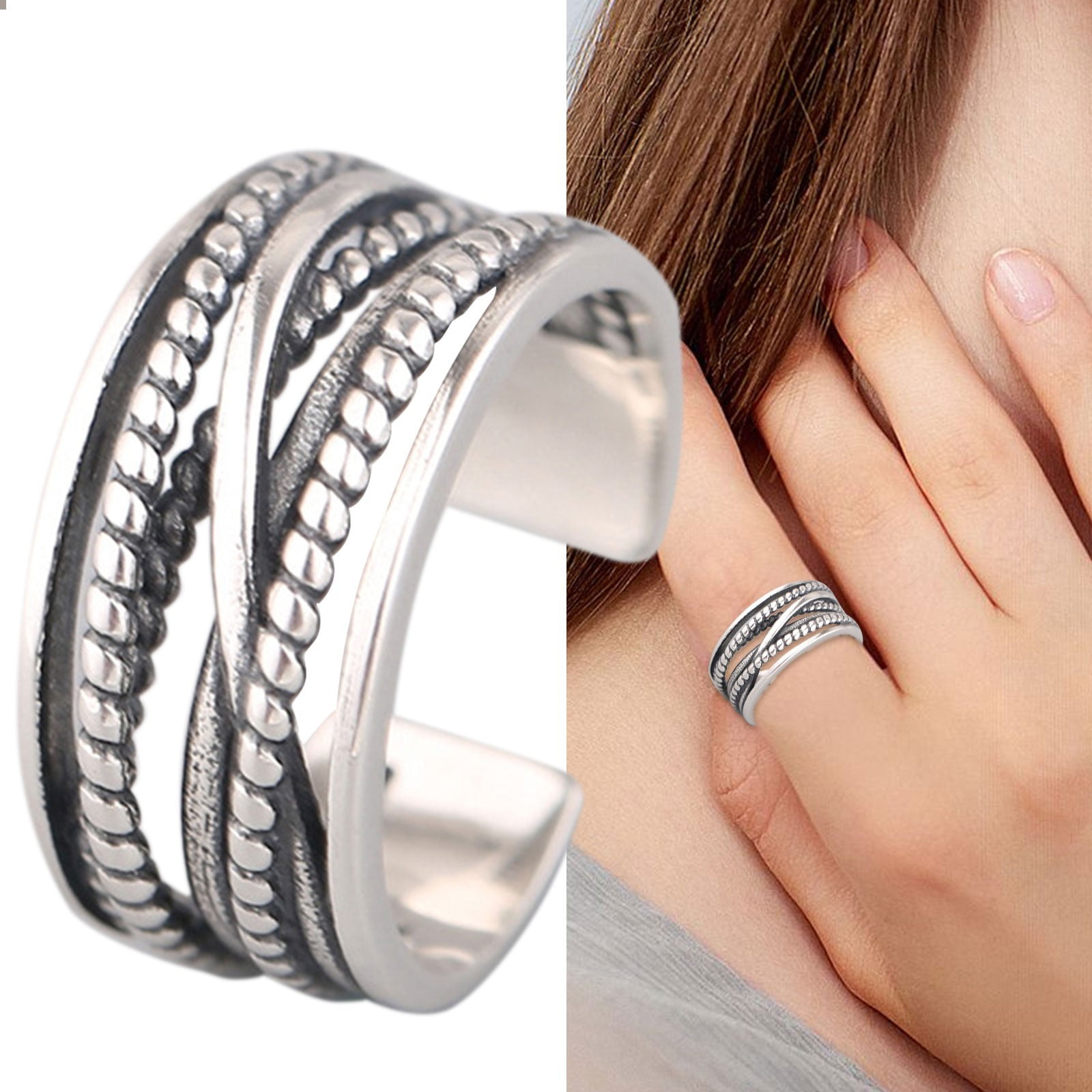 Promise Rings For Her Gold Retro Multi Layer Winding Index Finger All