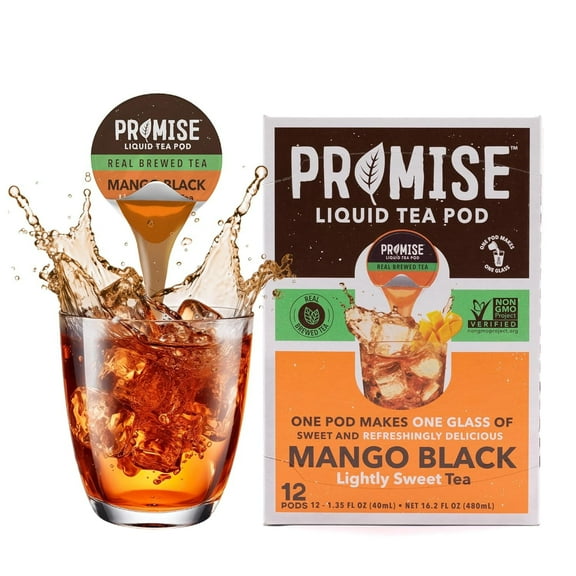 Promise Tea by Java House - Cold-Brewed Tea Concentrate Pods- Ethically Sourced Tea Leaves - Mango Black Lightly Sweet Tea - Pack of 12