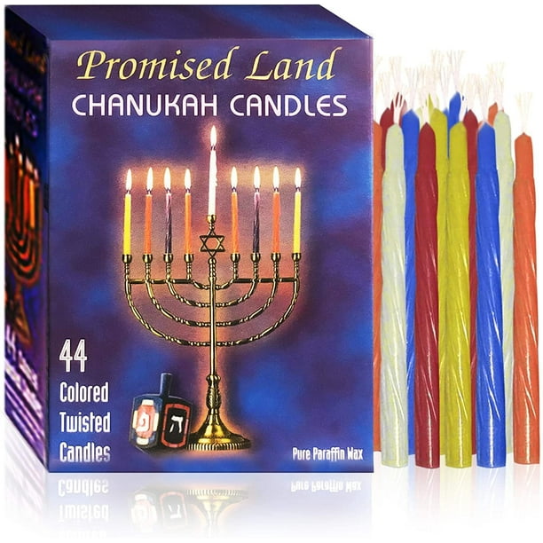 Promised Land Premium Hanukkah Menora Candles 1 Box 44 Count, Assorted