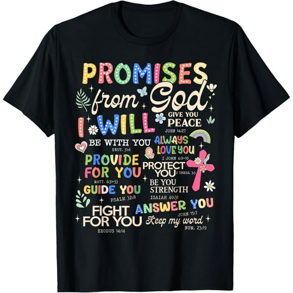 Promises From God Bible Verse Christian Cross Jesus Women T-Shirt