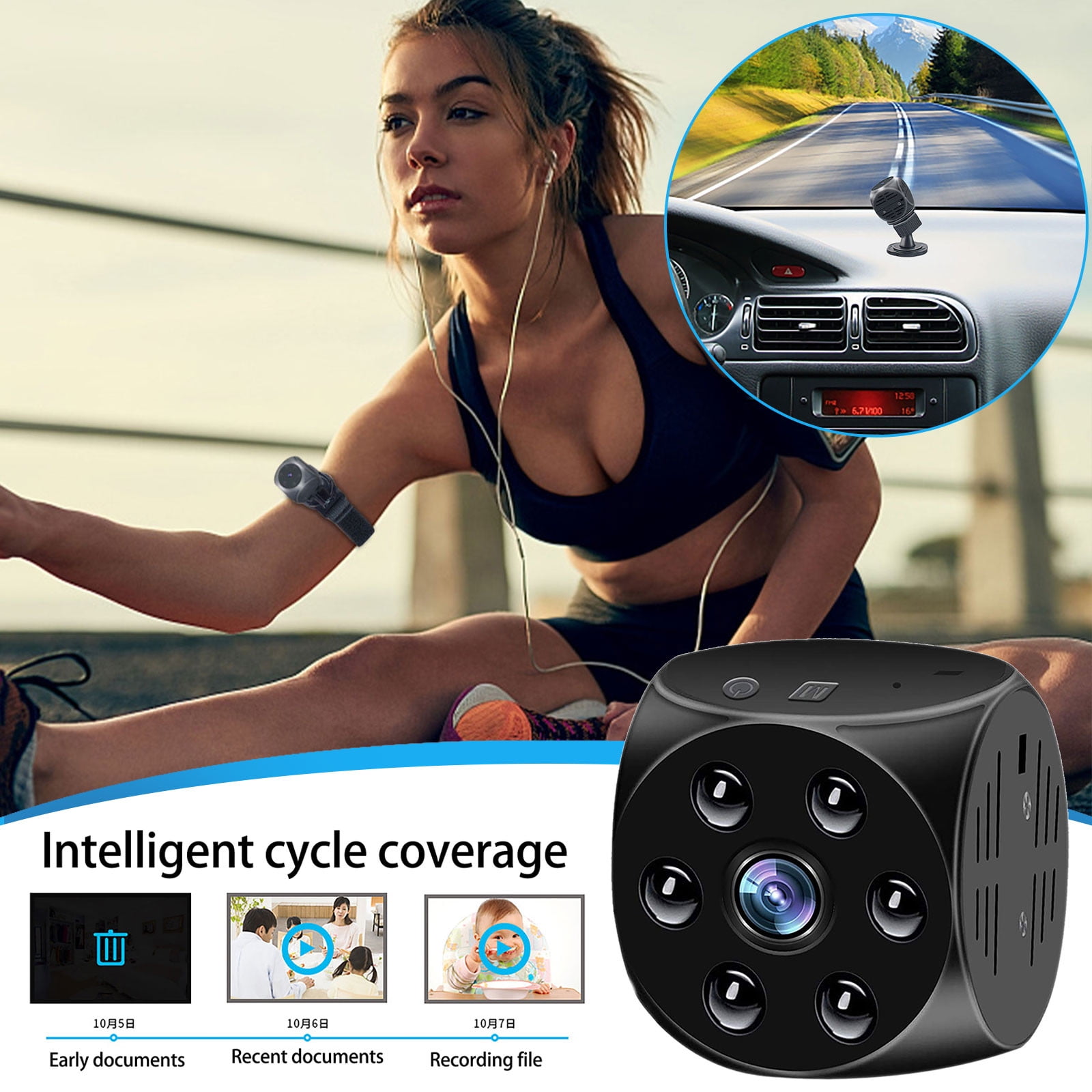 Motion Helper Promo, 1080P Home Security Camera, Indoor Outdoor, Portable Recording ...
