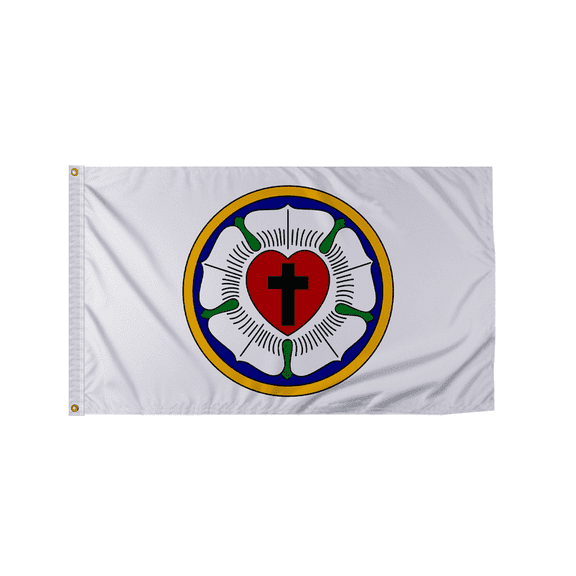 Promo Patriot's 12"x18" Inch Lutheran Rose Flag - Heavy Duty 200D Nylon with Sturdy Canvas Header & 2 Brass Grommets