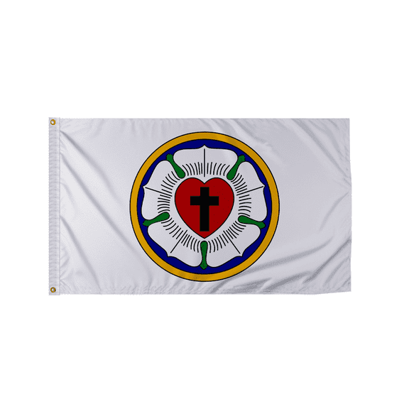 Promo Patriot's 3'x5' Ft Lutheran Rose Flag - Heavy Duty Polyester with Canvas Header & Brass Grommets