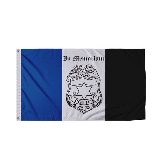 Promo Patriot's 3'x5' ft Police Mourning Flag - Law Enforcement in Memoriam Flag - Civilian Service Flags - Printed on 200-Denier Nylon - Canvas Header & 2 Anti-Rust Brass Grommets