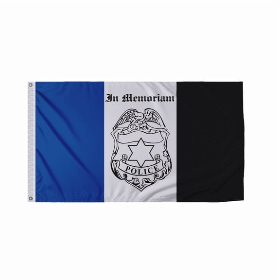Promo Patriot's 3'x5' ft Police Mourning Flag - Law Enforcement in Memoriam Flag - Civilian Service Flags - Printed on Economy Polyester - Epoly Header & 2 Plated Grommets