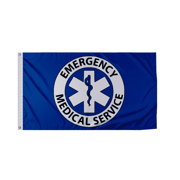 Promo Patriot's 3x5 ft EMS Flag - Emergency Medical Service Flag - Printed on Economy Polyester - Epoly Header & 2 Plated Grommets - Show Support for EMS in Your Community