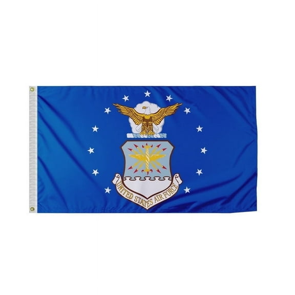 Promo Patriot's Air Force Flag 3x5 Ft - Durable Printed Polyester Indoor/Outdoor US Air Force Flag with Double Stitched Edges and Iron Plated Grommets - Show Your Support for Our Troops