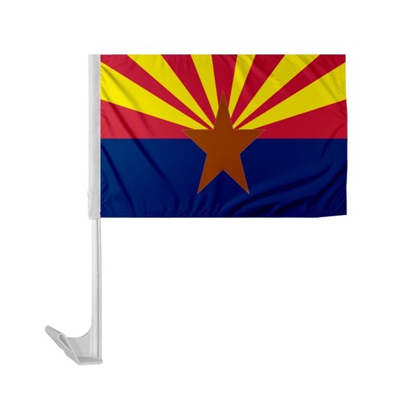 Promopatriot Arizona AZ State Car Flag 12" x 16" inch Polyester, 17" Flex Pole, Reverse Print