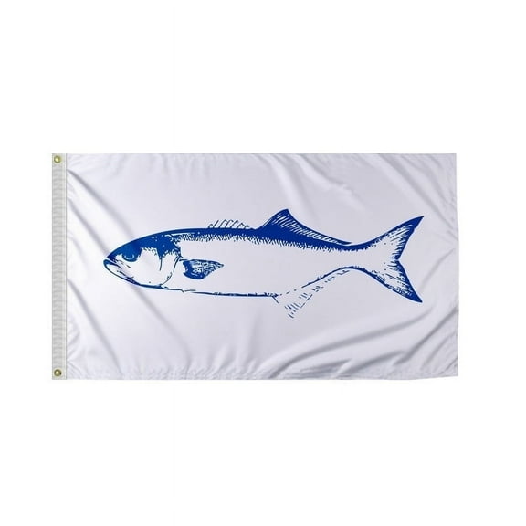 Blue Fish Novelty Boat Flag - 12 x 18 inch - Double Sided Printed 200D Nylon - Brass Eyelets