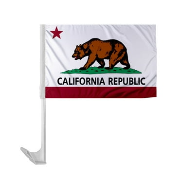 Promo Patriot's California State Car Flag 12x16 Inch - with 17" Plastic Flex Pole, Single Ply Polyester, Reverse Print - Car Window - State of California CA Flag