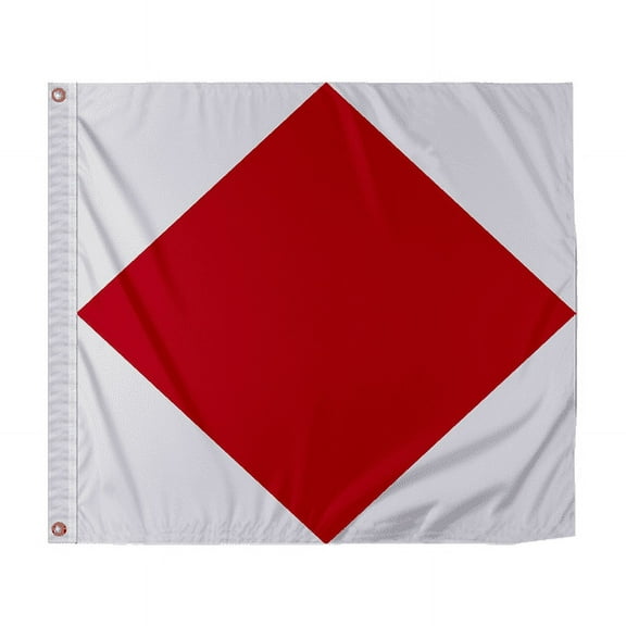 Promo Patriot's Foxtrot Code F Marine Signal Flag - 2x2 ft, 200D Nylon, Canvas Header, Brass Grommets