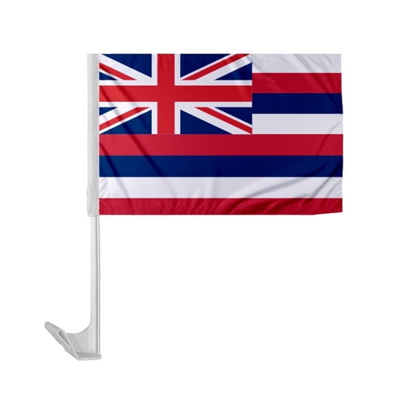 Promopatriot Hawaii State HI Car Flag 12" x 16" inch Polyester Reverse Print 17" Flex Pole