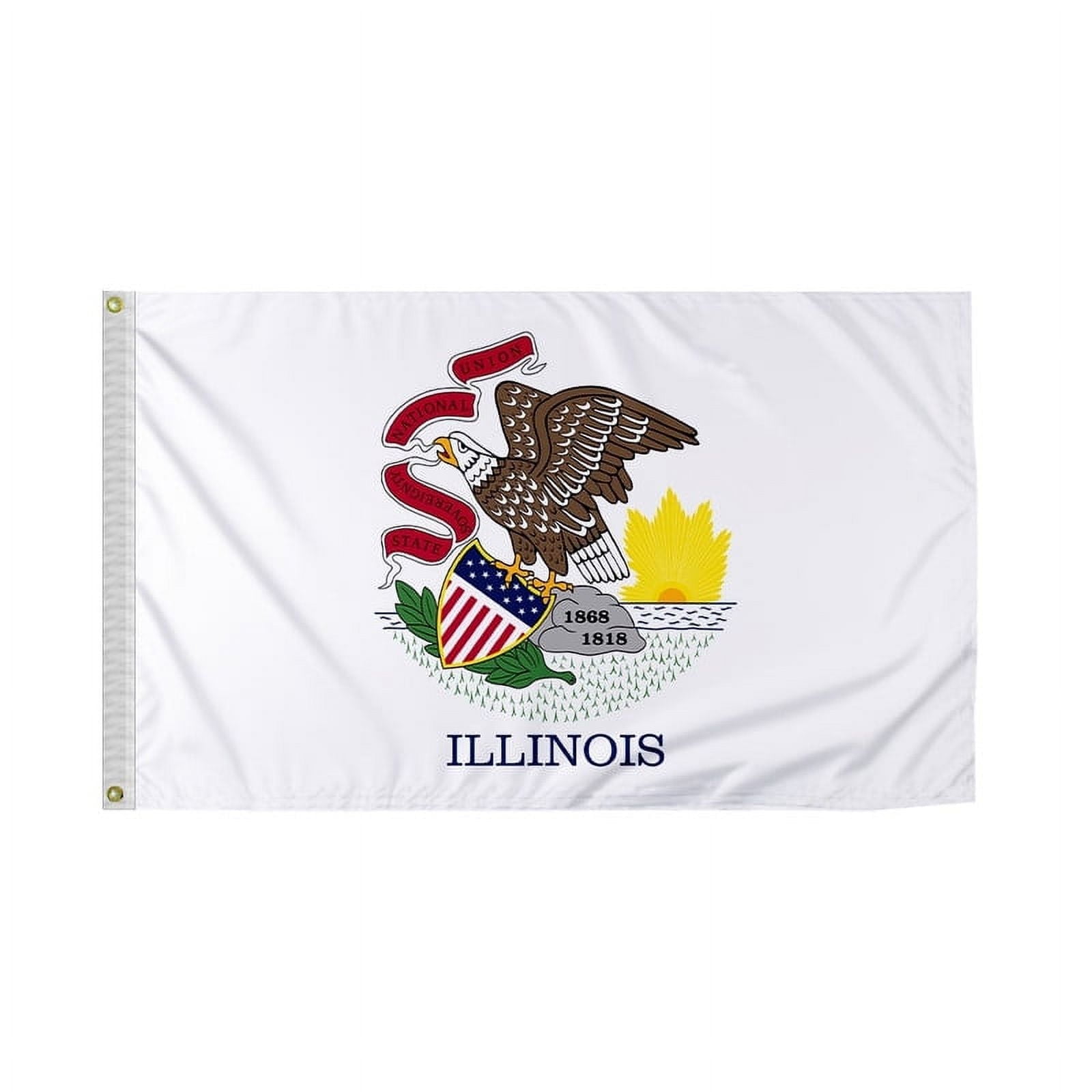 3x5ft White Polyester Illinois State Flag with Iron Grommets