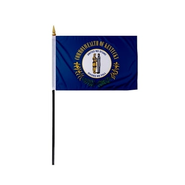 Promo Patriot's Kentucky State Stick Flag 4x6 inch - with 11 inch Plastic Pole,Single Ply Polyester