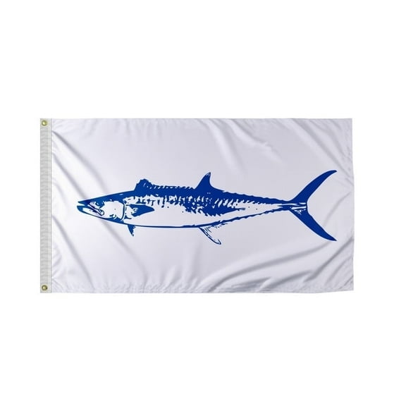 Promo Patriot's King Mackerel Novelty Boat Flag - 12 x 18 Inch - Double-Sided Printed 200D Nylon