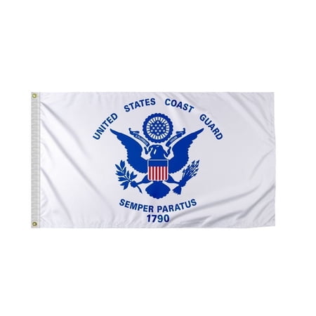 PromoPatriot Large U.S. Coast Guard Flag 5x8 ft Printed 200D Nylon 1790 Brass Grommets Indoor/Outdoor