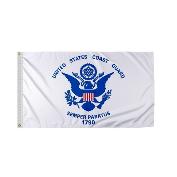 PromoPatriot Large U.S. Coast Guard Flag 5x8 ft Printed 200D Nylon 1790 Brass Grommets Indoor/Outdoor