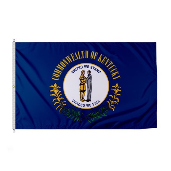 Promo Patriot's Large Kentucky State Flag 8x12ft-Single Ply Reverse Print on Back 200D Nylon 100% Bleed Through, Rope Thimble Brass Grommet Stitched Edges-Indoor/Outdoor State of Kentucky KY Flag