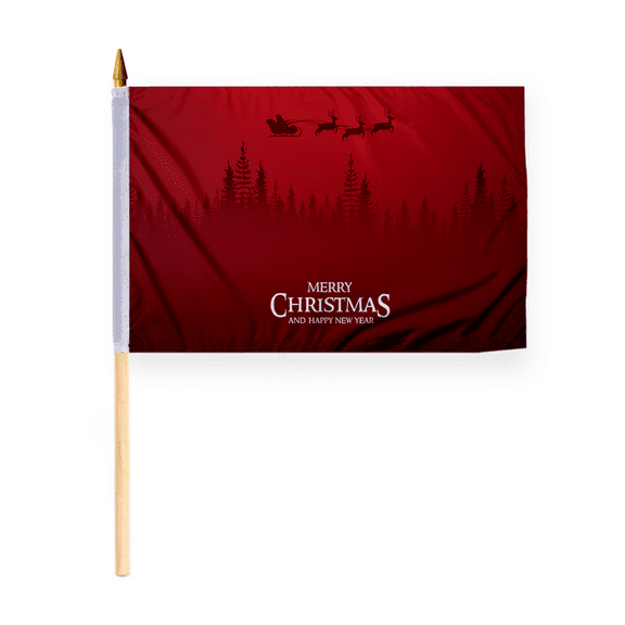 Promo Patriot's "Merry Christmas and Happy New Year on Red Background" Christmas Flags 12x18 Inch Stick Flag