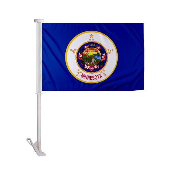 PromoPatriot Minnesota MN State car flag 10.5x15 inch double sided knitted polyester, 19" pole