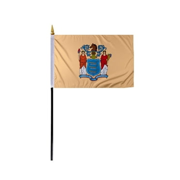 PromoPatriot's New Jersey State Stick Flag 4x6 inch - with 11 inch Plastic Pole,Polyester
