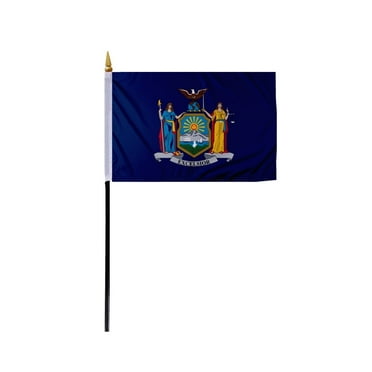 Promo Patriot's New York State Stick Flag 4x6 inch-with 11 inch Plastic Pole, Polyester.