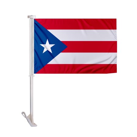Promopatriot Puerto Rico PR State Car Flag 10.5x15 inch Double-Sided Polyester with 19" Stiff Pole