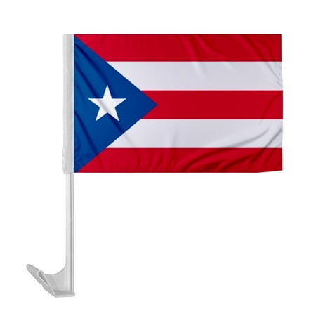 Promopatriot Puerto Rico State PR Car Flag 12x16 inch Polyester with 17" Flex Pole Reverse Print