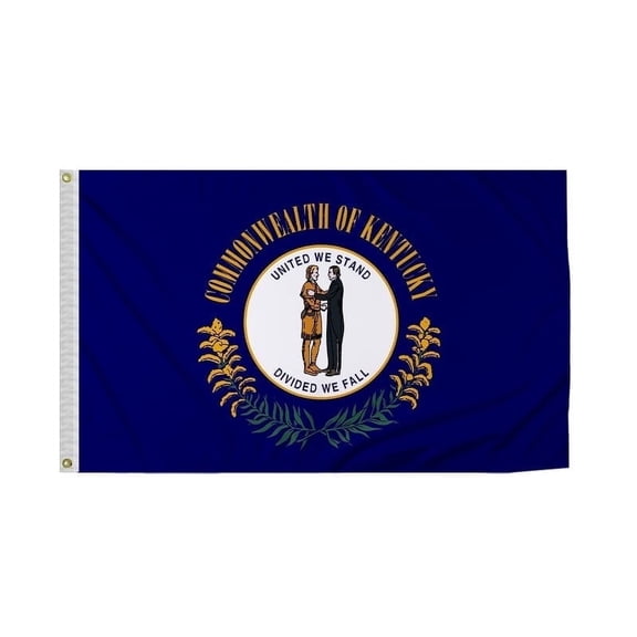 Promo Patriot's Small Kentucky State Flag 12x18 inch - Single Ply Reverse Print on Back 200D Nylon 100% Bleed Through, Brass Grommet - Boat State of Kansas KS Flag