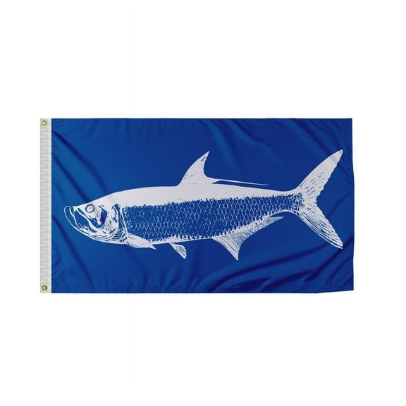 Promo Patriot's Tarpon Novelty Boat Flag - 12 x 18 inch - Double Sided Printed 200D Nylon - Brass Eyelets