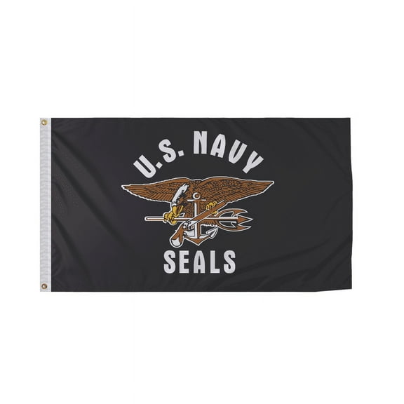 Promo Patriot's US Navy SEALs Flag - 3x5 ft - Special Military Flags - Printed 200D Nylon - With Canvas Header & 2 Anti-Rust Brass Grommets - Indoor/Outdoor Flag