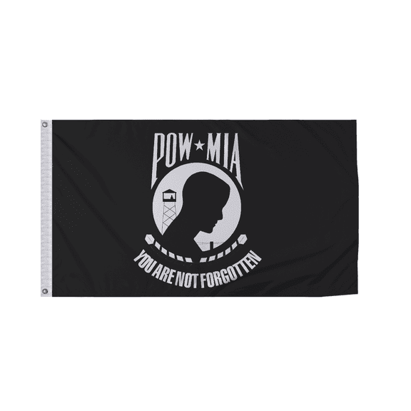 Promo Patriot's US POW MIA Flag Black 2x3 ft – Heavy-Duty 200D Nylon Outdoor/Indoor Flag with Brass Grommets, Fade-Resistant Print, Double-Stitched Seams