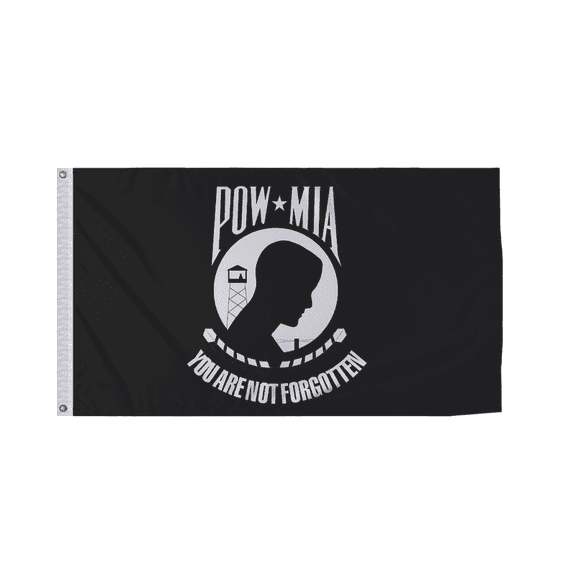 Promo Patriot's US POW MIA Flag Black 3x5 ft – Heavy-Duty 200D Nylon Outdoor/Indoor Flag with Brass Grommets, Fade-Resistant Print, Double-Stitched Seams