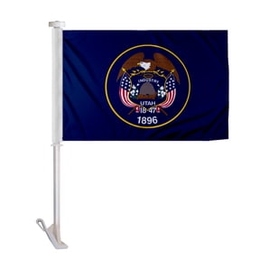 Promopatriot Utah UT State Car Flag 12x16 inch Polyester Reverse Print with 17 inch Flex Pole