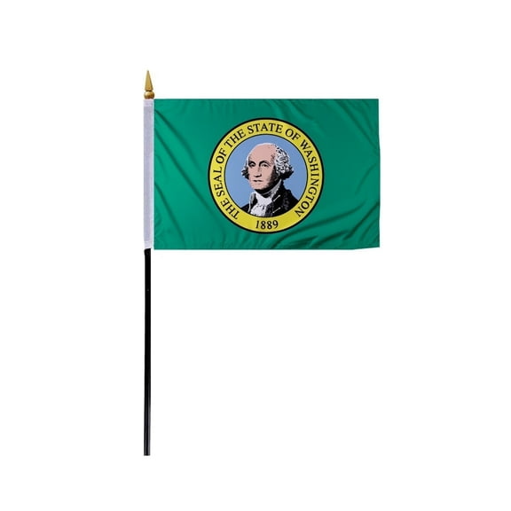 Promopatriot Washington State WA Mini Handheld Stick Flag 4x6 inch Polyester with 11" Plastic Pole