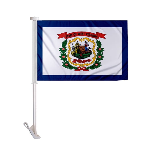 Promopatriot West Virginia State WV Car Flag 10.5x15 inch Double-Sided Polyester with 19" Pole