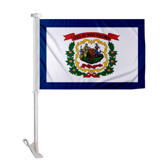 Promopatriot West Virginia State WV Car Flag 12x16 inch Polyester with 17" Flex Pole Reverse Print