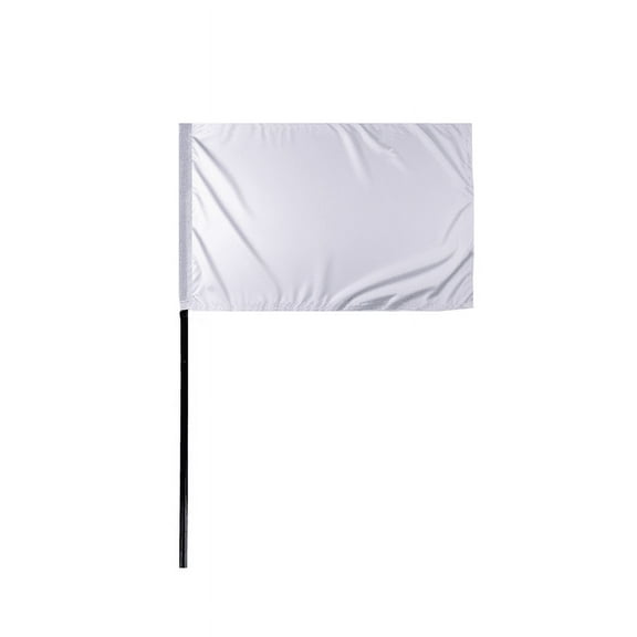 Promopatriot Racing Flag White One Lap to Go Mini Stick Flag 4x6 inch, 11" Pole