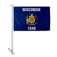 thumbnail image 1 of Promopatriot Wisconsin State WI Car Flag 12x16 inch Polyester Reverse Print with 17 inch Flex Pole, 1 of 5